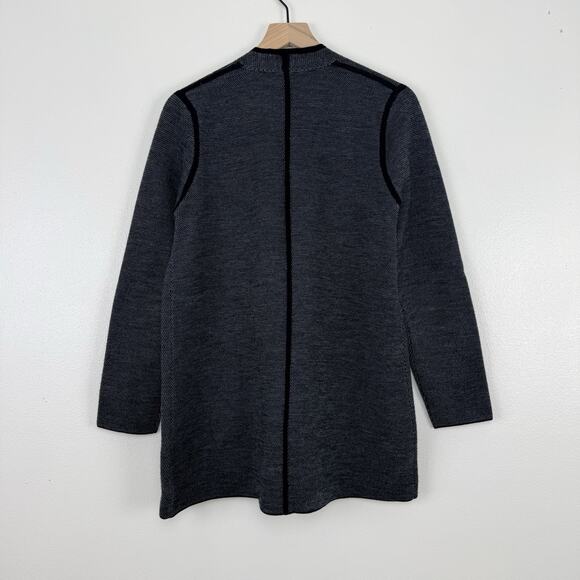 Talbots Pure Merino Wool Cardigan Jacket Womens Large Open Front Pockets Gray - Picture 9 of 14